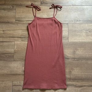 Wild Fable Pink Mauve Ribbed Sleeveless Dress with Tie Straps